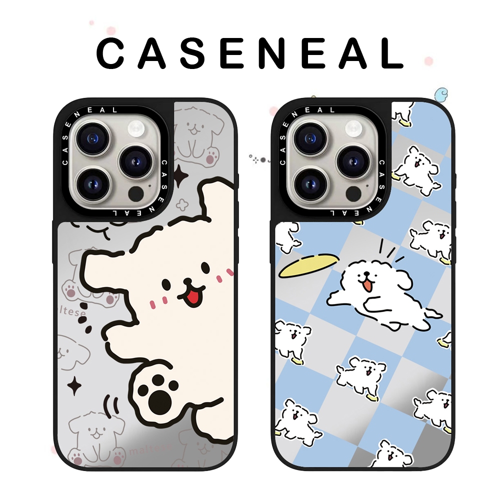 CASENEAL Line Puppy คุณภาพสูงกระจกเคสโทรศัพท์เหมาะสําหรับiPhone 17ProMax 17pro 17 air 16promax 16 15promax 15 14promax 13 13Promaxแฟชั่นAnti Drop Hard Case – โปรปัง