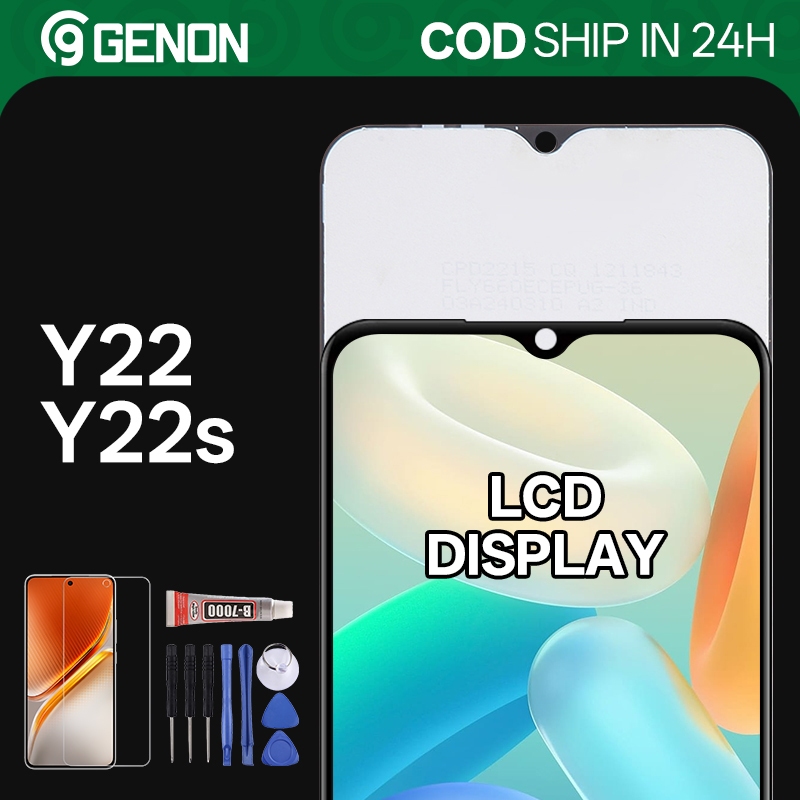Genon IPS LCD สําหรับ Vivo Y22 / Y22s จอแสดงผล LCD หน้าจอสัมผัสอะไหล่ทดแทน