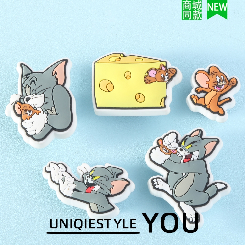 รองเท้าหัวเข็มขัดหลุม แบบ DIY ดีไซน์น่ารัก พร้อมอุปกรณ์ตกแต่ง 5 ชิ้น .theme แมวและเมาส์