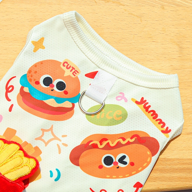 น่ารัก 3D Fries เสื้อผ้าสุนัขผ้าไหม Ice Cat Tshirt ตาข่ายเสื้อผ้าสัตว์เลี้ยงสําหรับสุนัขขนาดกลางขนาดเล็กลูกสุนัขเสื้อกั๊ก - รูปที่ 4