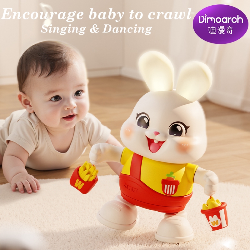 ของเล่นเด็ก กระตุ้นคลาน กระต่ายเต้นได้ มีเสียงเพลง ไฟ LED วิ่งอัตโนมัติ ชาร์จ USB ของเล่นเด็กทารก