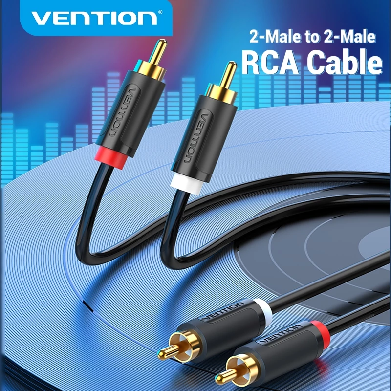 Vention 2 Rca Male To 2 Rca Male ชุบทอง สายเสียงสเตอริโอ Audio Cable for DVD TV Amplifier CD Soundbox