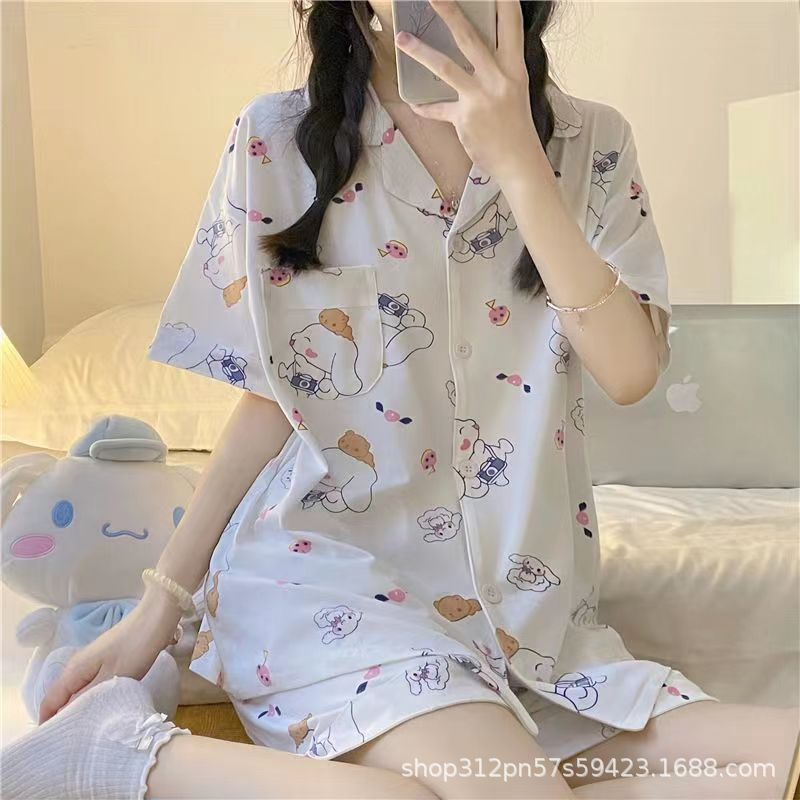 🧡Bra Queen🧡 ชุดนอน ชุดนอนผู้หญิงชุดนอมีฟองน้ำในตัว แขนสั้น-ขาสั้น กระดุมหน้า ผ้าฝ้าย ระบายอากาศดี - รูปที่ 6