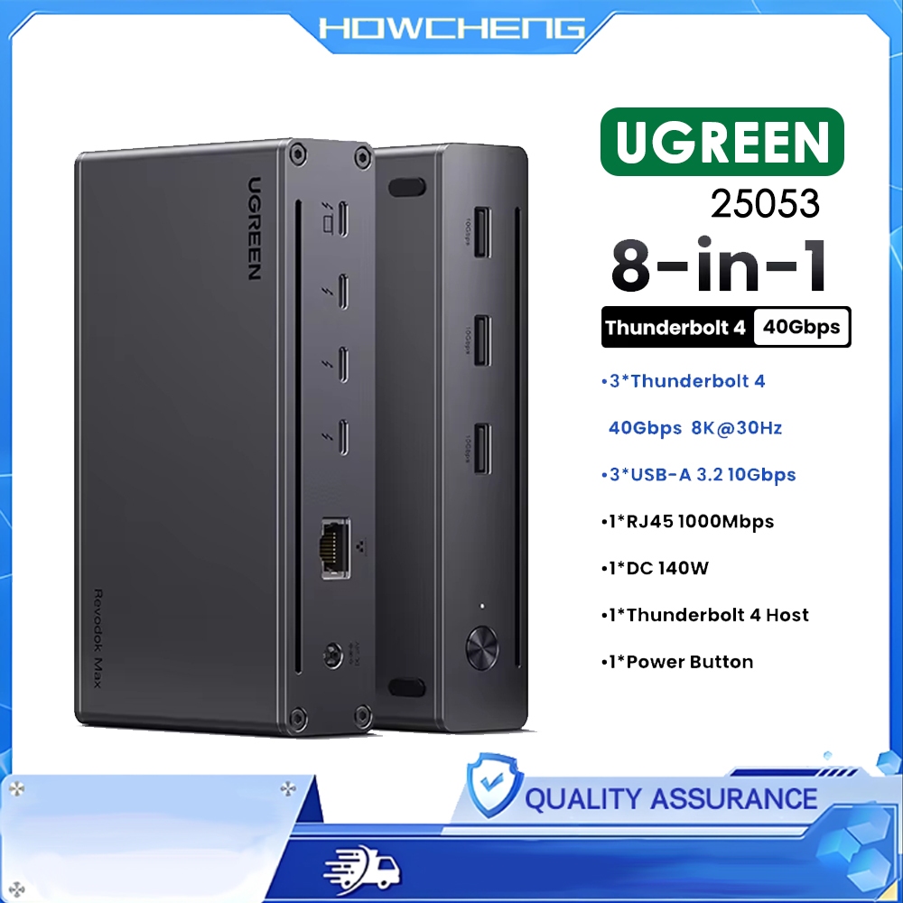 UGREEN Revodk Max 208 Thunderbolt 4 Dock 8-in-1 40Gbps, Dual 4K@60Hz/8K, 85W PD