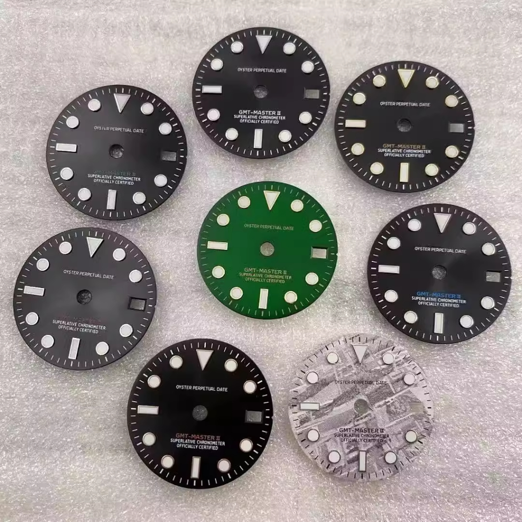 อุปกรณ์เสริมนาฬิกา เหมาะสําหรับ nh34 Movement Dial การปรับเปลี่ยน GMT Ice Blue Luminous Surface 28.5