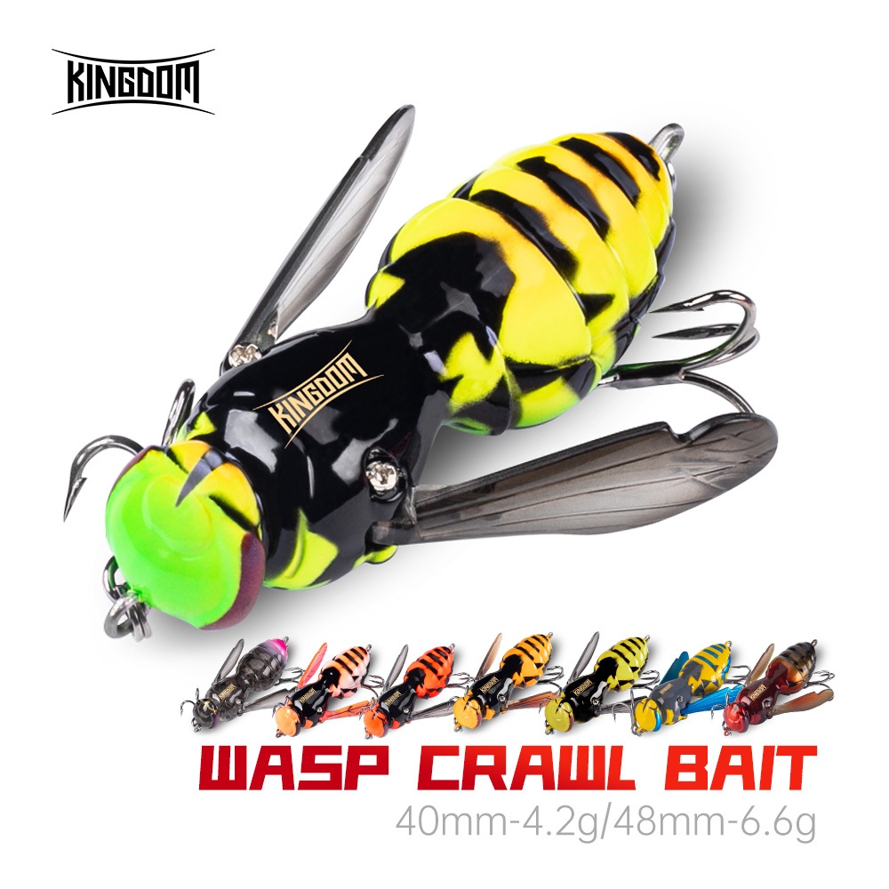 Kingdom Wasp Crawling เหยื่อ Bionic Fishing Lure 40 มม./4.2g 48 มม./6.6g ลอย Topwater ABS Lure Wobblers สําหรับ Bass Pike ปลาดุก Trolling