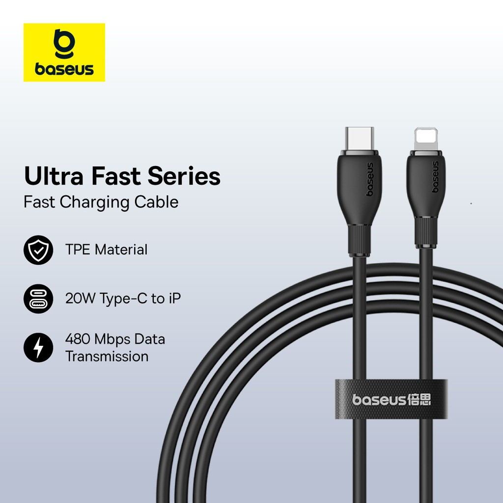 BASEUS สายชาร์จ Ultra-Fast Series Type-C to Phone 20W PVC รองรับการส่งข้อมูล 480Mbps
