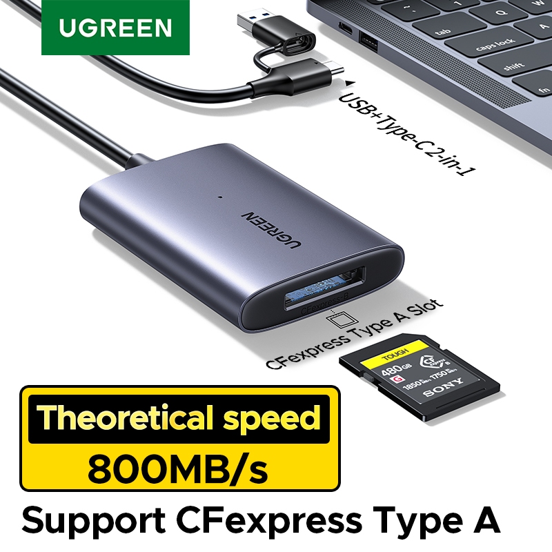 UGREEN เครื่องอ่าน USB A+C เป็น CFexpress 2-in-1, เครื่องอ่านความเร็วสูง USB C 800/1000 MB/s สําหรับ