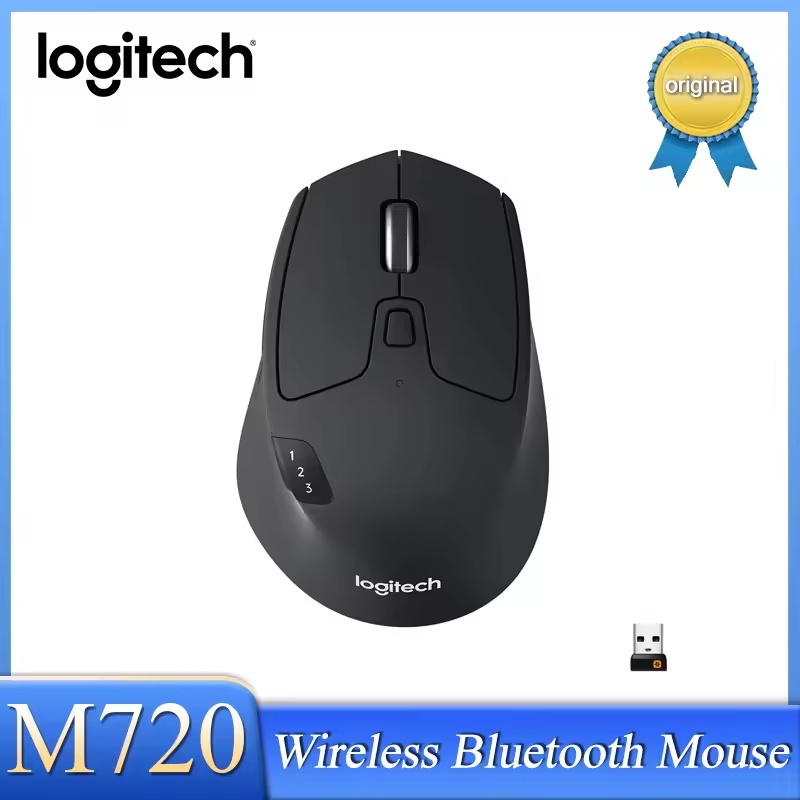 Logitech M720 Triathlon เมาส์ไร้สายหลายอุปกรณ์บลูทูธ USB Unifying Receiver 1000 DPI 8 ปุ่มสําหรับแล็