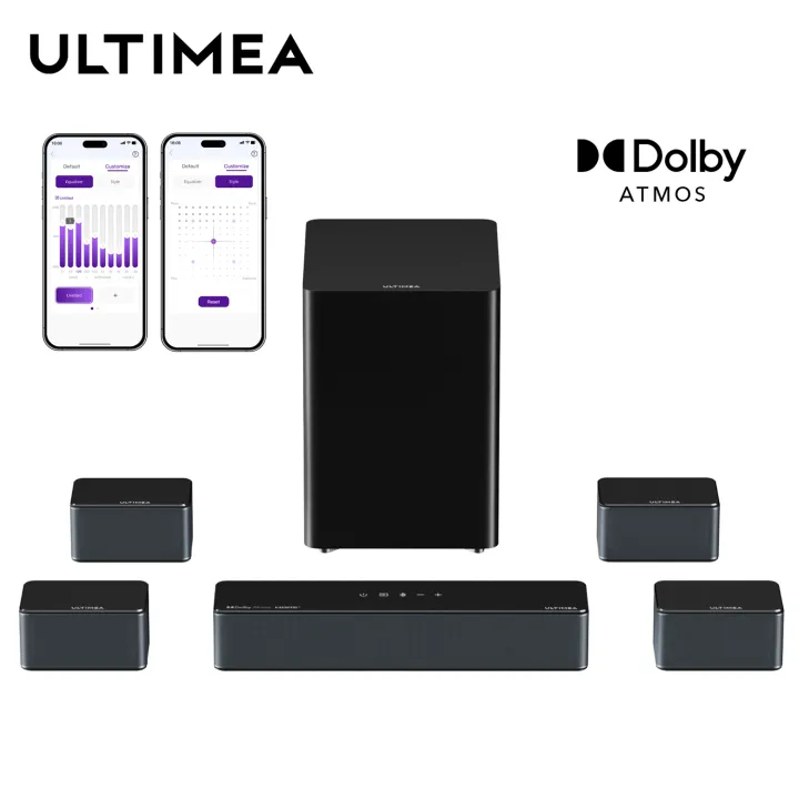 ULTIMEA Poseidon D80 Boom 7.1 Dolby Atmos 500W ระบบเสียงรอบทิศทาง 360° พร้อมลำโพง 4 ตัว ซับวูฟเฟอร์ไ