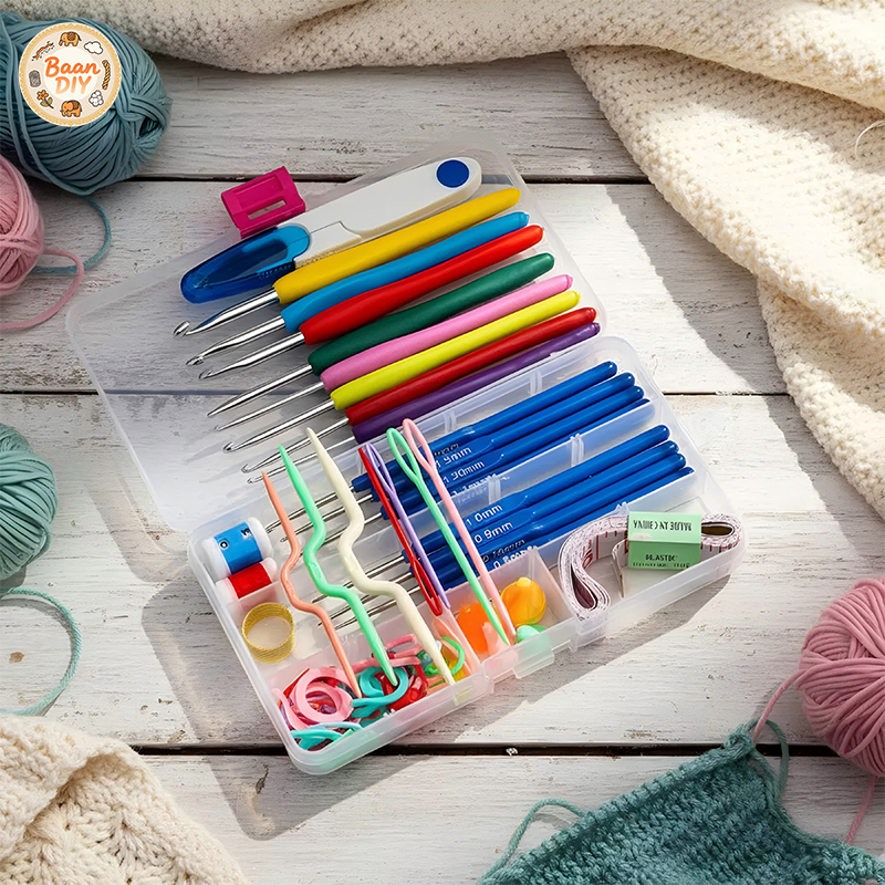 ชุดตะขอโครเชต์ครบชุด 16 ขนาดสําหรับ ทําเอง พร้อมเคส [จัดส่งที่รวดเร็ว 1-3 วัน]​ - รูปที่ 5