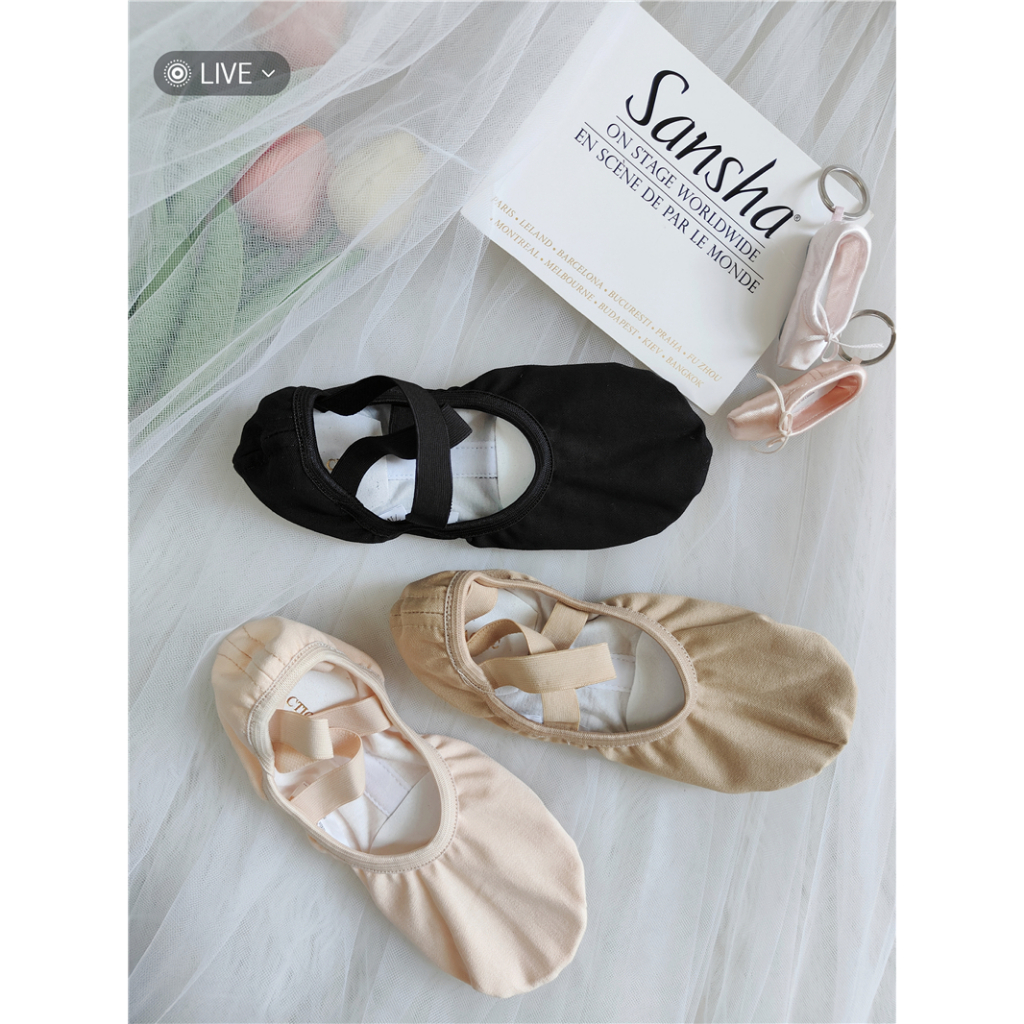 Sansha รองเท้าเต้นรำแบบSoft-Soled Ballet สำหรับผู้ชายและผู้หญิง ใช้ในการออกกำลังกายและยิมนาสติก