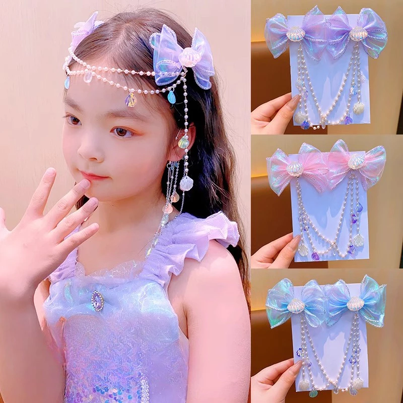 พู่กิ๊บและโซ่หน้าผากแบบนางเงือกสำหรับเด็ก ออกแบบมาเพื่อความสบายไม่ทำให้ผมเจ็บ