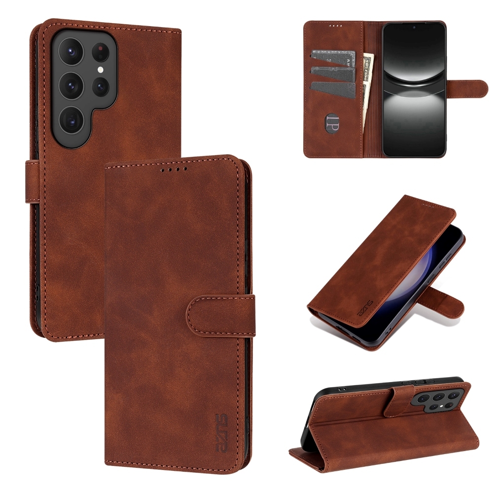 เคสหนังสําหรับ Samsung S26 Ultra S25 FE S24 S23 S22 S21 Plus + กระเป๋าสตางค์ช่องเสียบการ์ดผิวรู้สึกกรณี