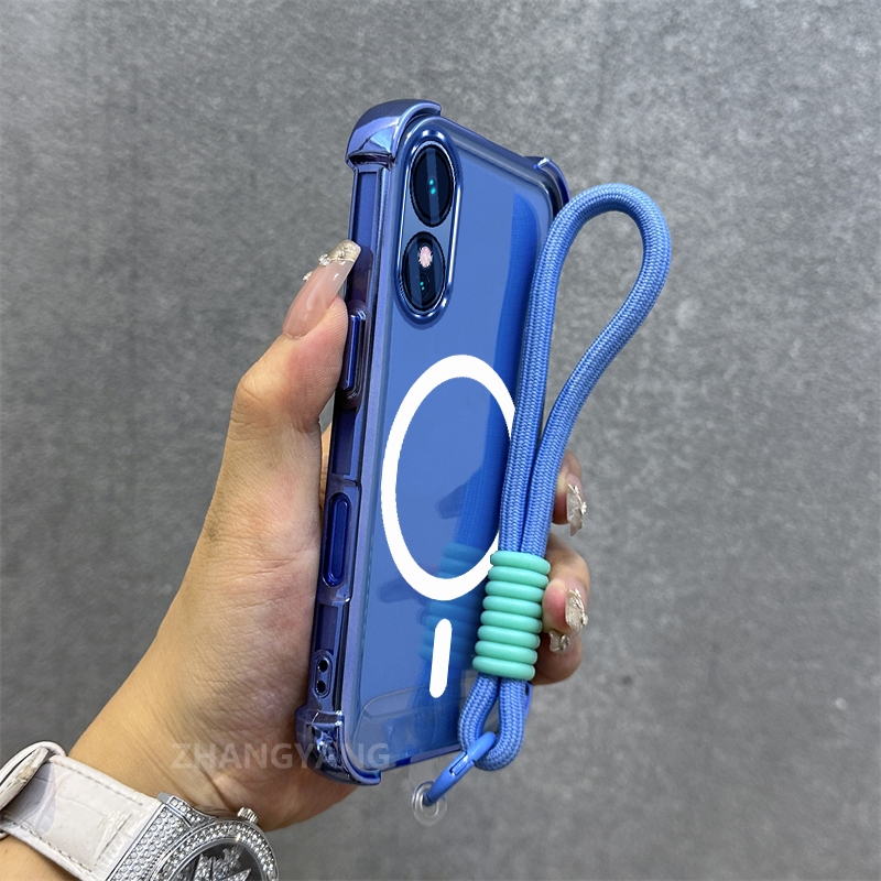 กรณีสําหรับ OPPO A78 5G A58 5G Electroplating anti drop เคสโทรศัพท์ความงามใหม่แหวนดูดแม่เหล็กออกแบบใหม่เปลือกนุ่มพร้อมเชือกฟรี