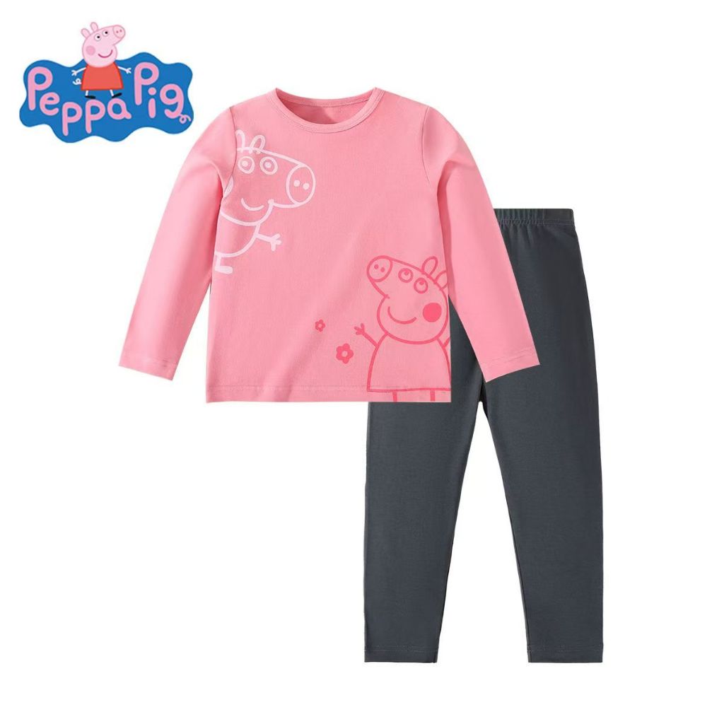 Peppa Pig ชุดนอนเด็ก Homewear สาวฤดูร้อนบางสไตล์ชุดนอนเด็กเด็กทารกชุดนอนเด็ก