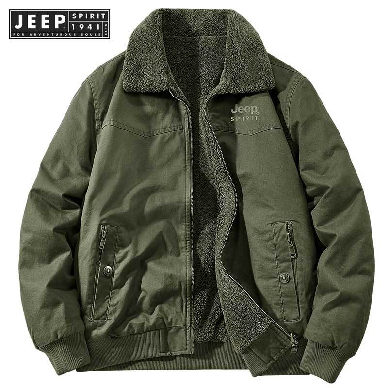 เสื้อแจ็คเก็ตสองด้านหนา รถจี๊ป วิญญาณ 1941 เหมาะสำหรับฤดูใบไม้ร่วงถึงฤดูหนาว
