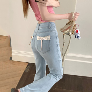 Laterme S-2XL กางเกงยีนส์ กางเกงขาม้า สไตล์มินิมอลเกาหลี ผ้า…