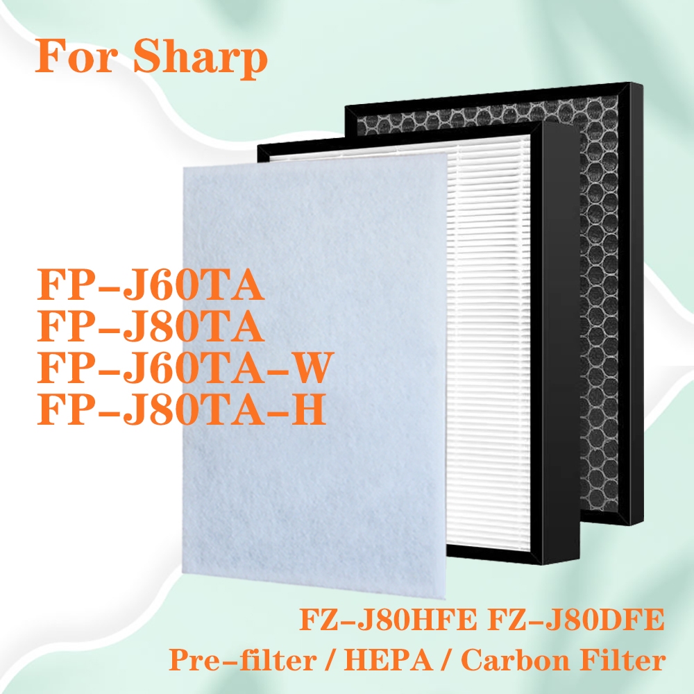 สําหรับเครื่องฟอกอากาศ Sharp FP-J60TA FP-J80TA FP-J60TA-W FP-J80TA-H FZ-J80DFE FZ-J80HFE เปลี่ยนไส้ก