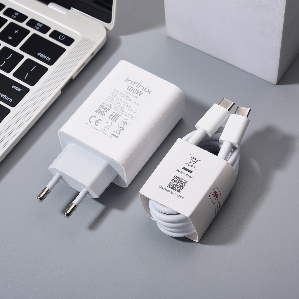 Original 100W Infinix Pd Fast Charger EU Hyper Charge Power Adapter สําหรับ Infinix หมายเหตุ 40 30 12 Pro ร้อน 50 40 สมาร์ท 8 Usb C ถึง Type C สาย
