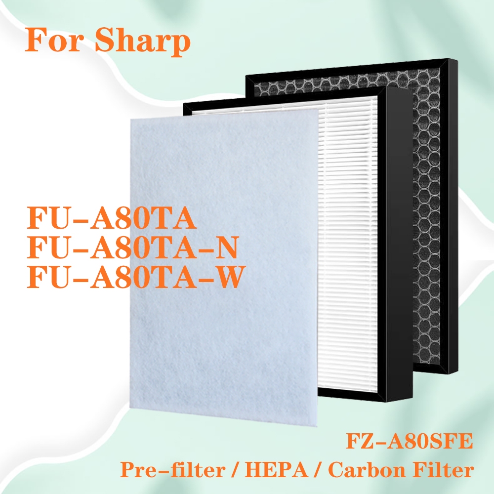 สําหรับเครื่องฟอกอากาศ Sharp FU-A80TA FU-A80TA-N FU-A80TA-W FZ-A80SFE เปลี่ยนแผ่นกรองเปิดใช้งานคาร์บ