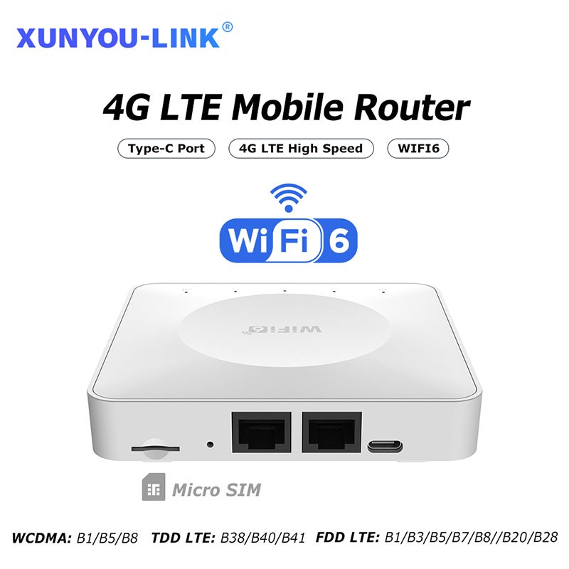 XUNYOU-LINK Mifi Mini 4G LTE Pocket Router WiFi 6 โมเด็มแบบพกพาซิมการ์ด 5G 3G รองรับ 32 อุปกรณ์ทั้งห