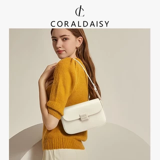 CORALDAISY กระเป๋าผู้หญิง 2025 ใหม่ กระเป๋าสะพายข้าง กระเป๋าสะพายไหล่มีฝาปิด ใต้วงแขนสีพื้น