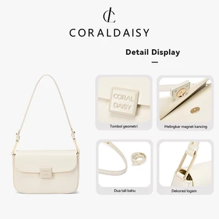 CORALDAISY กระเป๋าผู้หญิง 2025 ใหม่ กระเป๋าสะพายข้าง กระเป๋าสะพายไหล่มีฝาปิด ใต้วงแขนสีพื้น