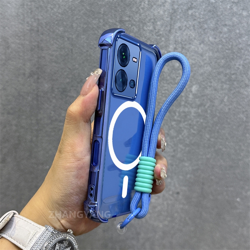 กรณีสําหรับ vivo V25 5G V25E 5G ไฟฟ้า anti drop เคสโทรศัพท์ความงามใหม่แหวนดูดแม่เหล็กออกแบบใหม่ soft shell ฟรีเชือก