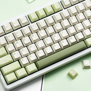 Womier 127 คีย์ชาเขียว PBT + PC Double Shot Cherry Profile K…