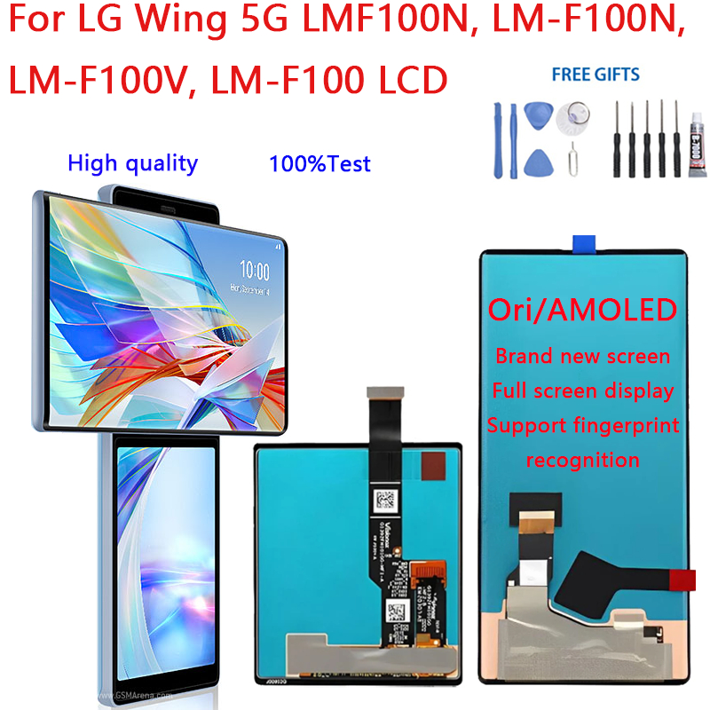 สําหรับ LG Wing 5G LMF100N, LM-F100N, LM-F100V, LM-F100 จอแสดงผล LCD Touch Screen Digitizer Glass As