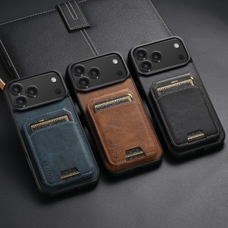 แม่เหล็กแนวตั้งพลิก 3 ช่องใส่การ์ดหนังสําหรับ iPhone 16 15 14 13 12 11 17 Pro Max Air 15 Plus 16e 17e XR X XS Max Stand Holder กระเป๋าสตางค์ฝาครอบ
