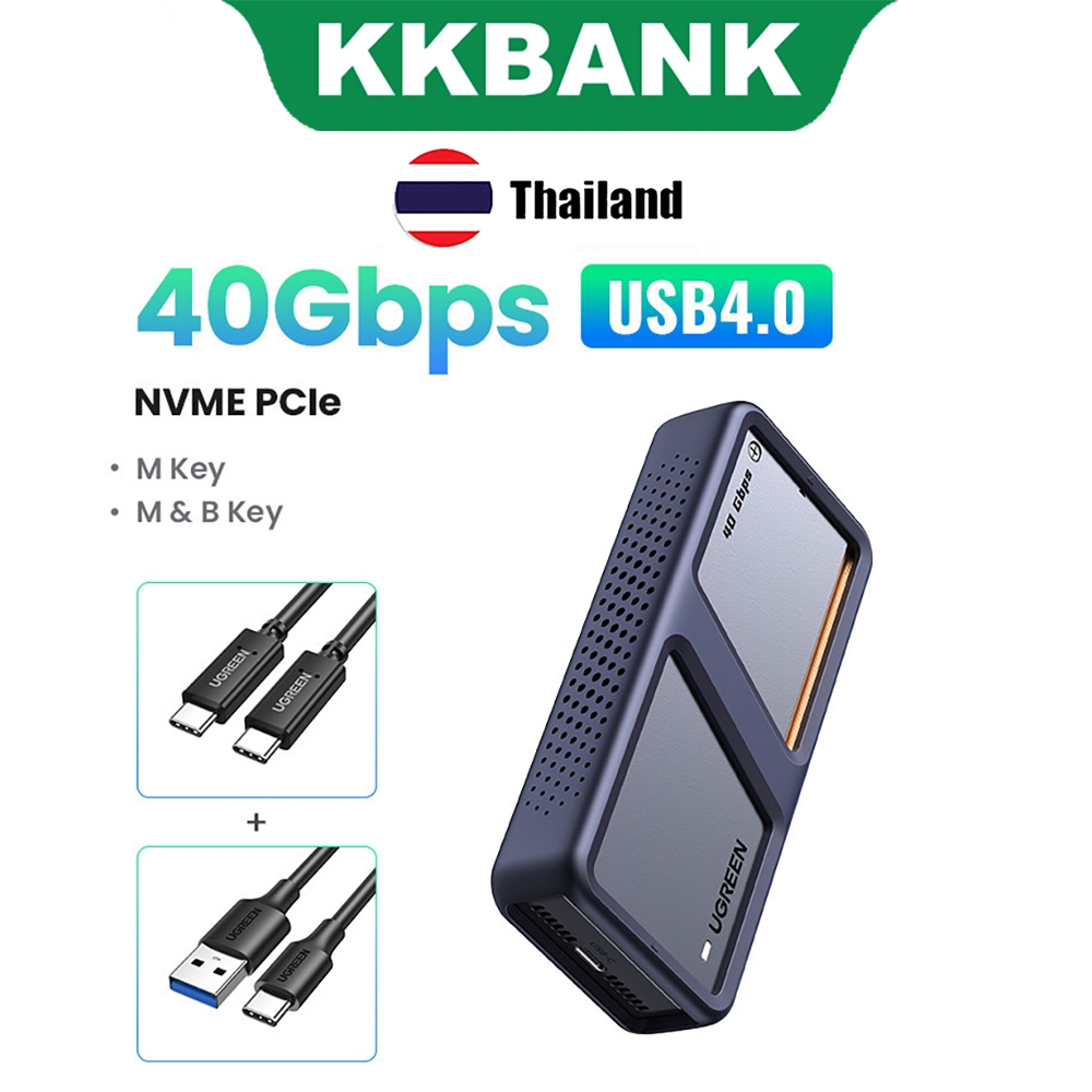 กล่อง UGREE N 80Gbps 40Gbps M.2 NVMe พร้อมพัดลมระบายความร้อนกล่อง SSD ป้องกันการตก