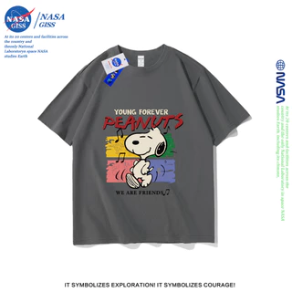 NASA เสื้อยืดชายหญิงแขนสั้น สตรีทฮิปฮอป summer ไดอารี่ถั่วลิสง พิมพ์ลาย คอตตอน คอกลม หลวมและระบายอากาศ