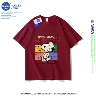 NASA เสื้อยืดชายหญิงแขนสั้น สตรีทฮิปฮอป summer ไดอารี่ถั่วลิสง พิมพ์ลาย คอตตอน คอกลม หลวมและระบายอากาศ