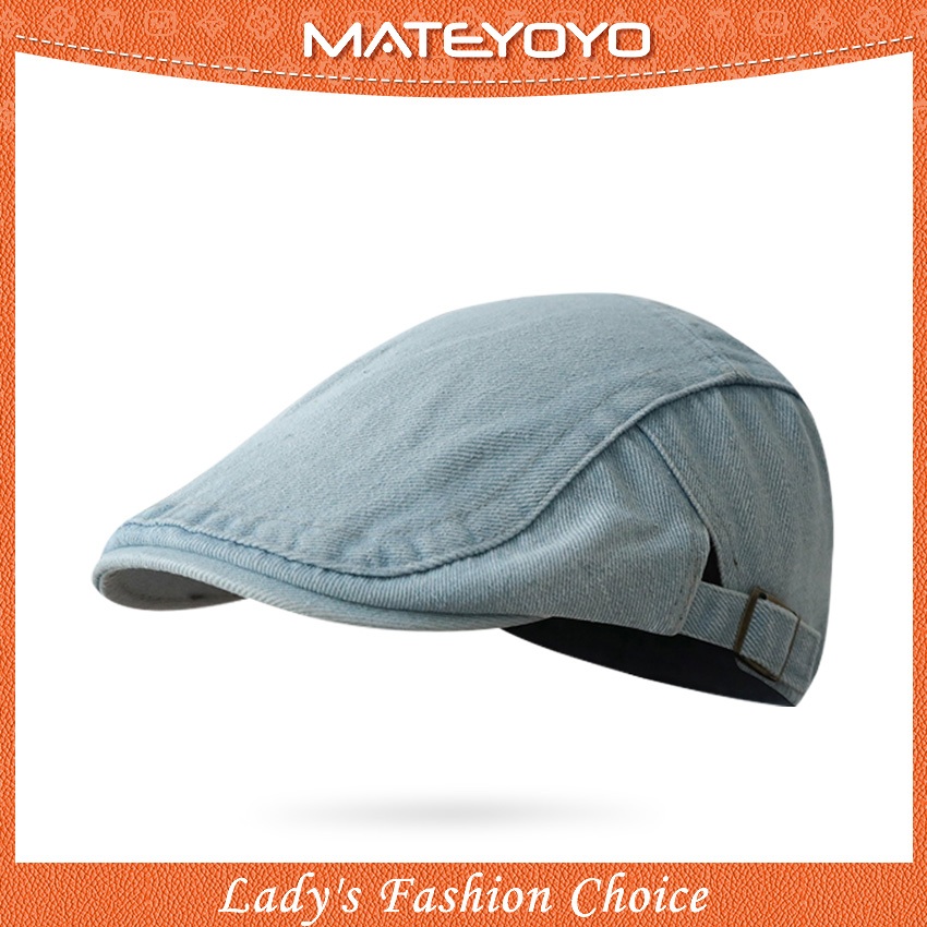 MATEYOYO Beret หมวกเบเรต์ สไตล์เรโทรและกอล์ฟ ทำจากผ้าฝ้าย สำหรับป้องกันแสงแดดและการทำงานในสวน