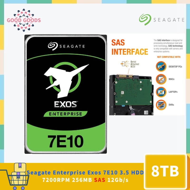 (NOT FOR HOME PC!)Seagate Enterprise Exos 7E10 8TB ST8000NM018B 3.5 HDD 7200RPM 256MB SAS 12Gb/s ฮาร