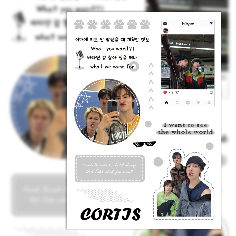 8ชิ้นเด็กชายเกาหลีกลุ่ม คอร์ติส สติกเกอร์ ทําเอง โทรศัพท์กระเป๋าเดินทางแล็ปท็อปขวดสมุดสติกเกอร์ - รูปที่ 3