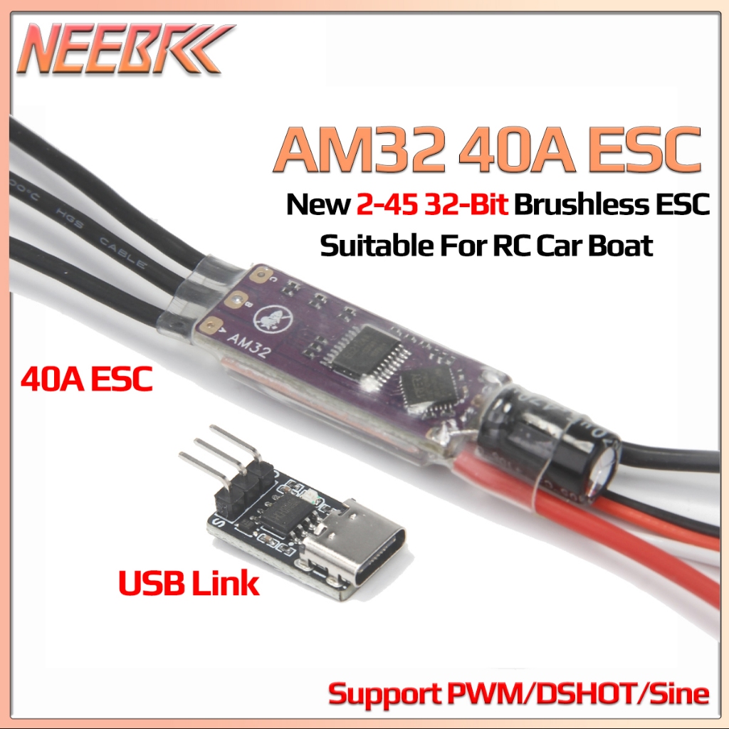 NEEBRC AM32 Brushless ESC 40A 80A Electronic Speed Controller Mini ESC USB/TypeC Link สําหรับ 1:10 1
