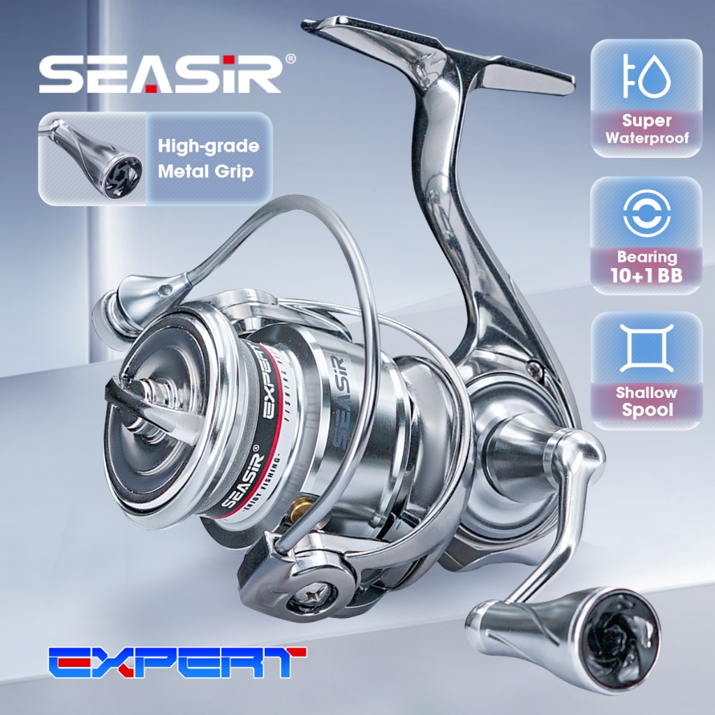 เครื่องปั่น낚ッシิง Seasir Expert แบบอลูมิเนียม โมเดล 1500S-4000S, ระบบ 10+1BB, อัตราการลาก 5.2:1, กำลังลากสูงสุด 16 กก., แฮนลด์โลหะหนึ่งชิ้น, ใช้ตกปลาทะเลและแม่น้ำ
