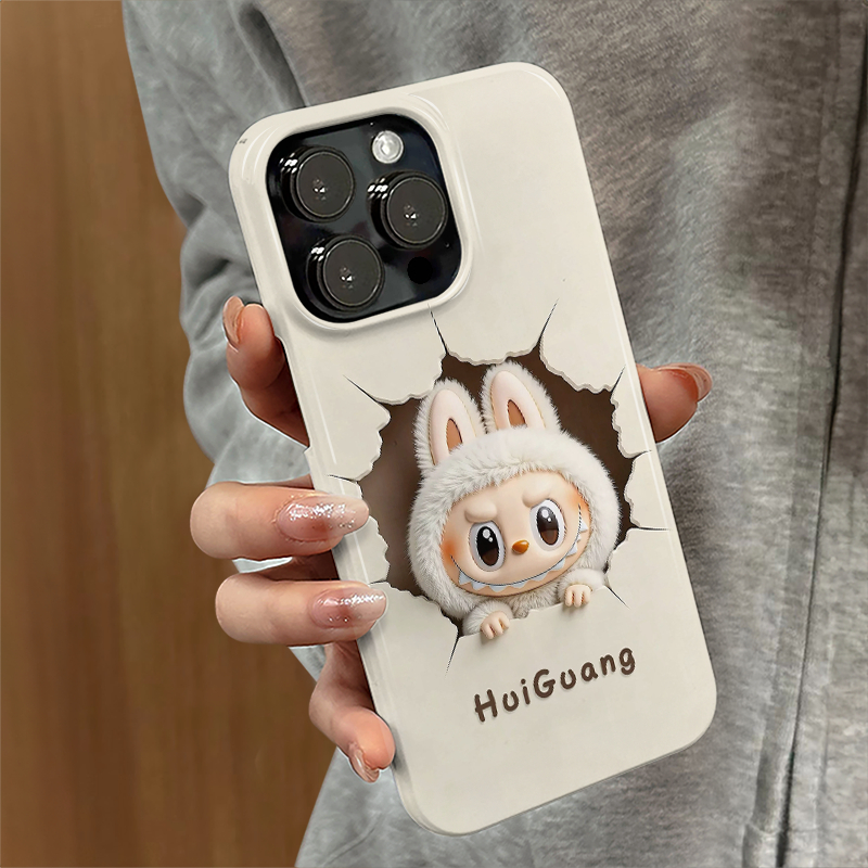 สีขาว Rabbu รูปแบบ Hard Shell สําหรับ iPhone 11 12 Pro 13 Pro Max 15 Pro Max 14 16 Pro 16 Plus 17 Ai