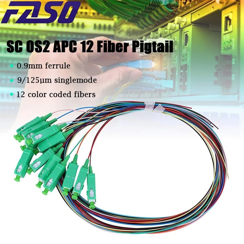 FASO 12 สี SC/APC ไฟเบอร์ออปติคอลสีสัน Pigtail LAZH Simplex Single Mode 0.9 มม.โรงงานคุณภาพ supply