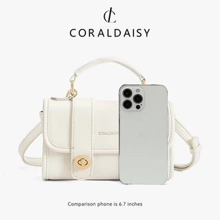 CORALDAISY กระเป๋าผู้หญิง 2025 หรูหรา กระเป๋าสะพายข้างสีพื้น ตัวล็อคแบบหมุน กระเป๋าสะพายไหล่สายยาว