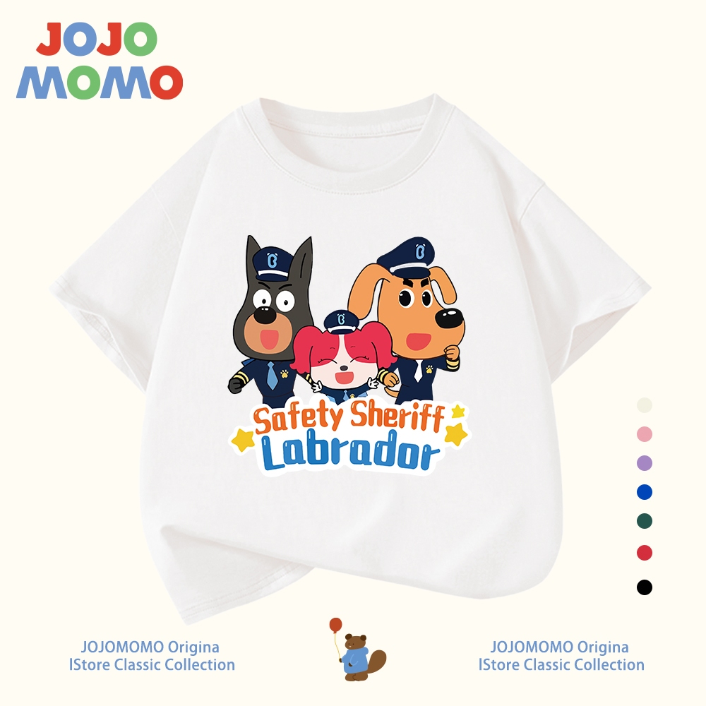 เสื้อยืดเด็กผู้ชาย แขนสั้น ลาย SheriffLabrador นายอำเภอลาบราดอร์ ผ้าฝ้ายแท้100% ใส่สบาย ระบายอากาศดี