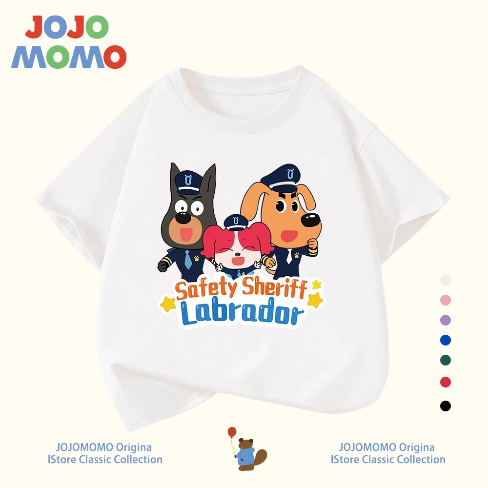 เสื้อยืดเด็กผู้ชาย แขนสั้น ลาย SheriffLabrador นายอำเภอลาบราดอร์ ผ้าฝ้ายแท้100% ใส่สบาย ระบายอากาศดี