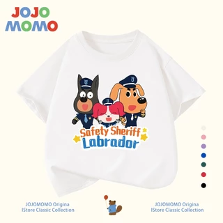 เสื้อยืดเด็กผู้ชาย แขนสั้น ลาย SheriffLabrador นายอำเภอลาบราดอร์ ผ้าฝ้ายแท้100% ใส่สบาย ระบายอากาศดี
