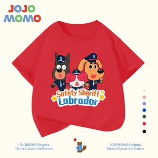 เสื้อยืดเด็กผู้ชาย แขนสั้น ลาย SheriffLabrador นายอำเภอลาบราดอร์ ผ้าฝ้ายแท้100% ใส่สบาย ระบายอากาศดี