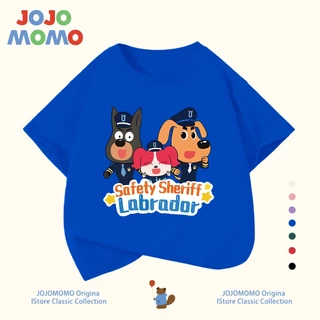 เสื้อยืดเด็กผู้ชาย แขนสั้น ลาย SheriffLabrador นายอำเภอลาบราดอร์ ผ้าฝ้ายแท้100% ใส่สบาย ระบายอากาศดี
