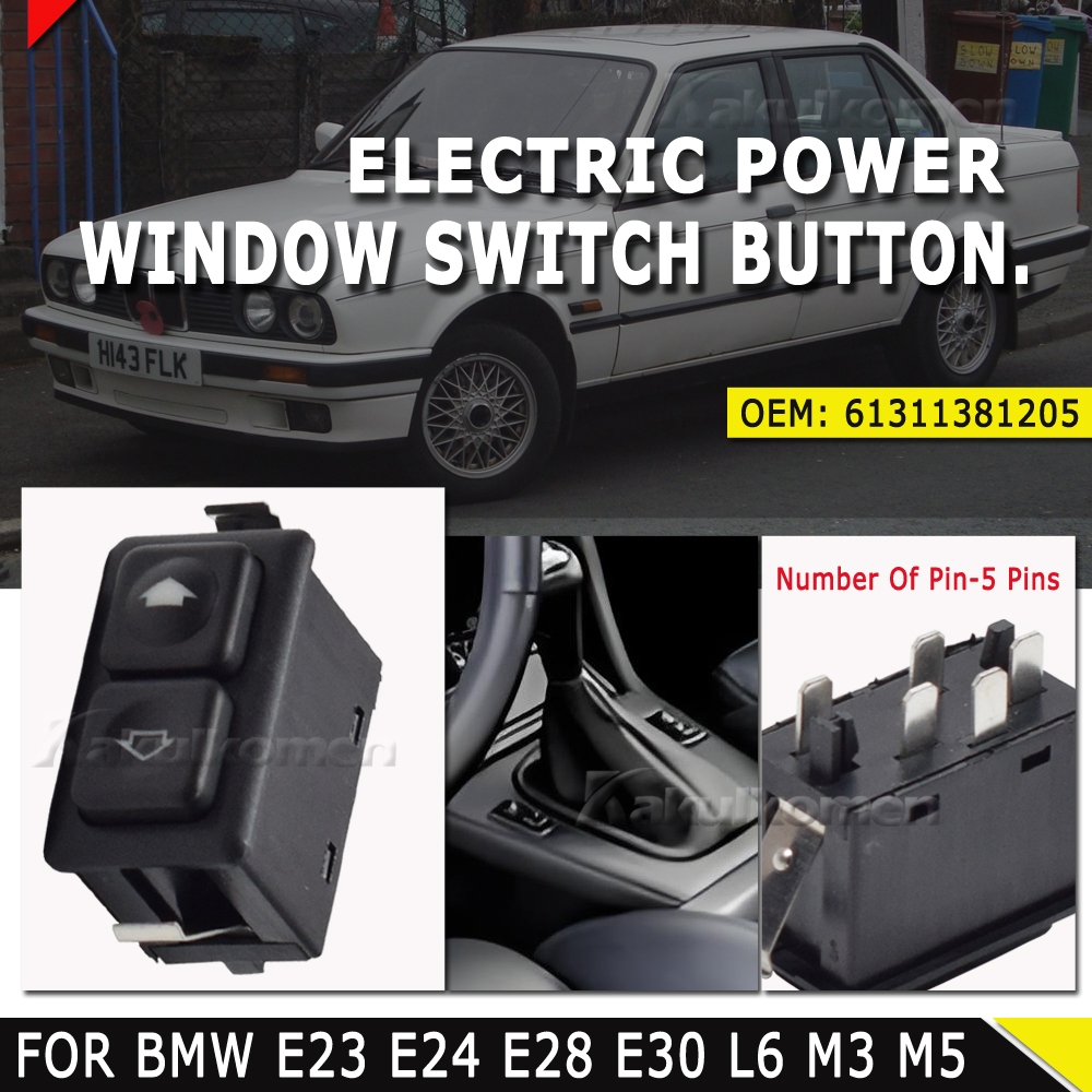 สําหรับ E23 E24 E28 E30 L6 M5 5 Pins สําหรับ BMW Window Lifter ไฟฟ้าปุ่มควบคุมสวิทช์หน้าต่าง 6131138