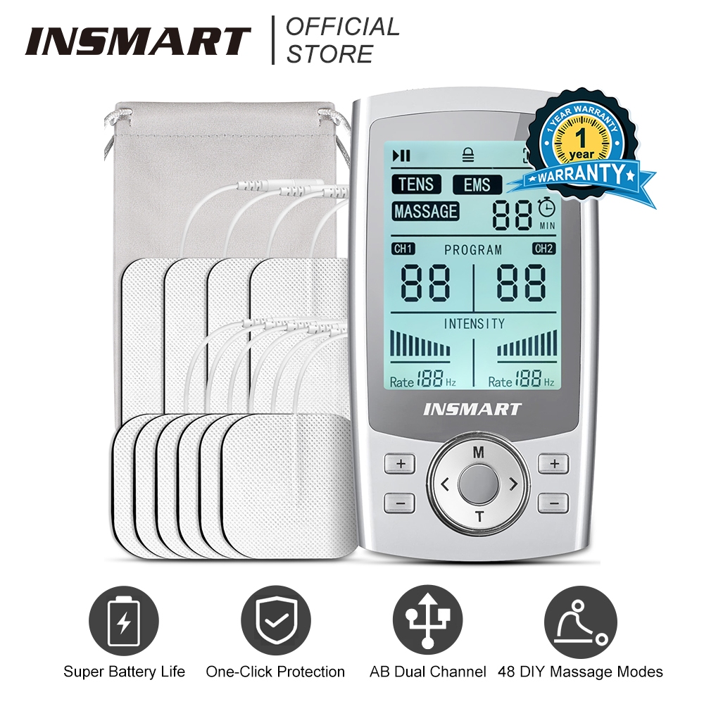 INSMART เครื่องกระตุ้นกล้ามเนื้อไฟฟ้าTENS EMS ลสําหรับบรรเทาอาการปวดผ่อนคลาย เพิ่มการไหลเวียนเลือด